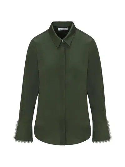 Hevron Soraya Lace-trim Shirt In Green