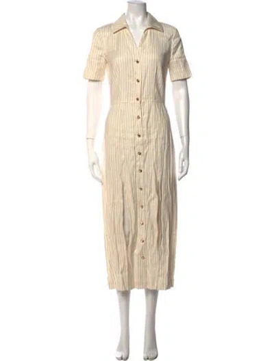Pre-owned Hevron Striped Midi Length Dress In Neutrals