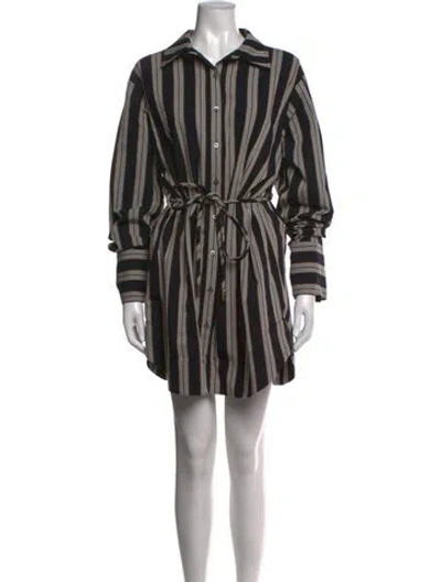 Pre-owned Hevron Striped Mini Dress In Black