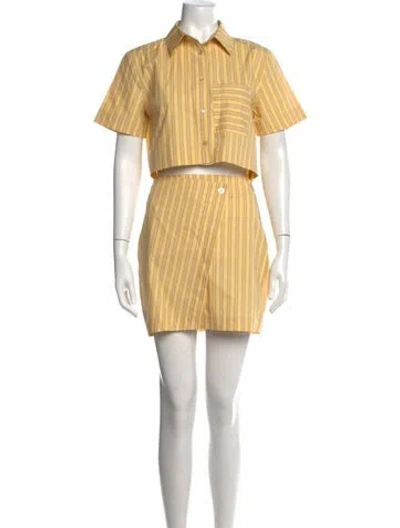 Pre-owned Hevron Striped Mini Dress In Yellow