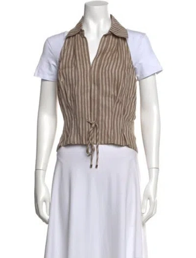 Pre-owned Hevron Striped V-neck Top In Neutrals