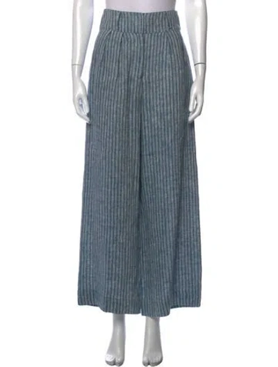 Pre-owned Hevron Striped Wide Leg Pants In Blue