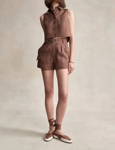 Hevron Tailored Zinna Short In Chocolate In Brown