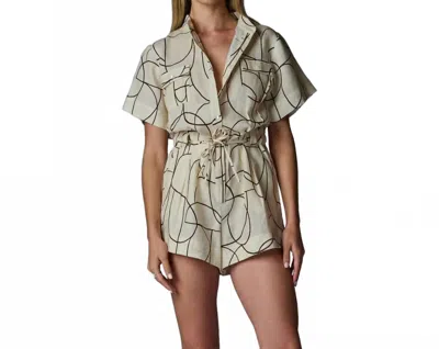 Hevron Taryn Romper In Geo Print In Neutral