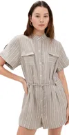 Hevron Taryn Romper Tawny Stripe In Tawny Stripe
