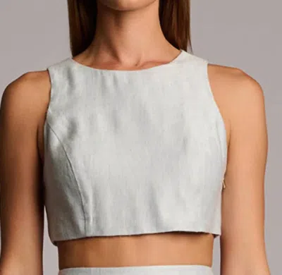 Hevron Terrel Sleeveless Tank Top In Blue Chambray In Gray