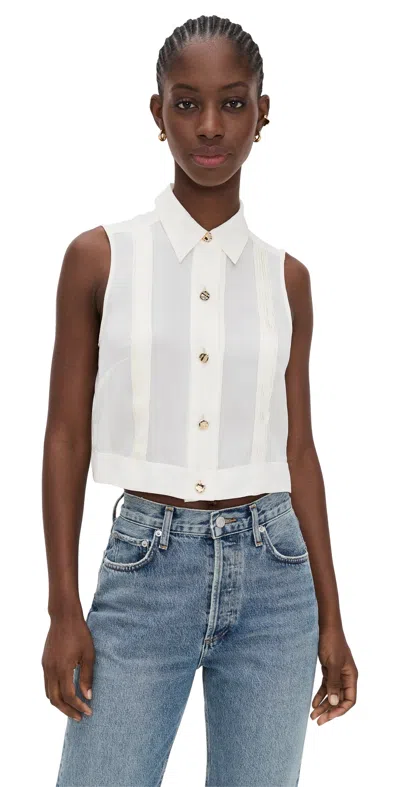 Hevron Vera Top Ivory In White