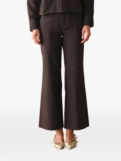 Hevron Verena Contrast-stitch Trousers In Yellow