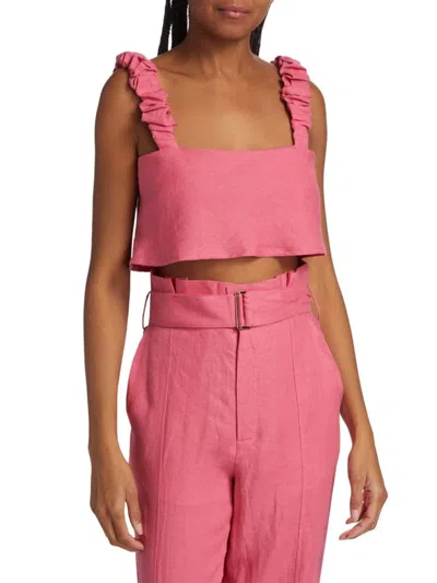 Hevron Women's Chelsea Cropped Linen Top In Pink