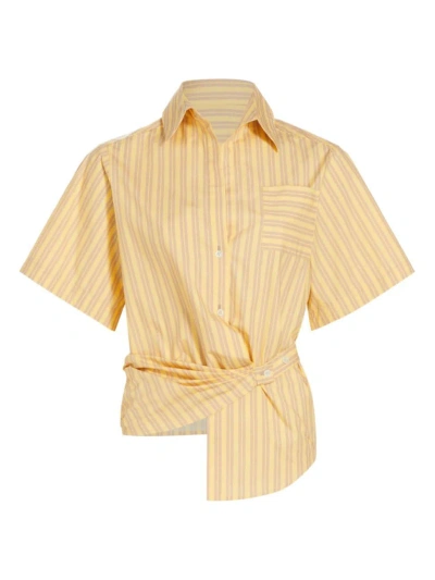 Hevron Women's Ivy Stripe Wrap Shirt In Yellow Stripe