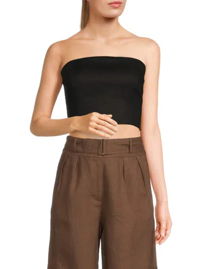 Hevron Women's Jaclyn Bandeau Linen Cropped Tube Top In Black
