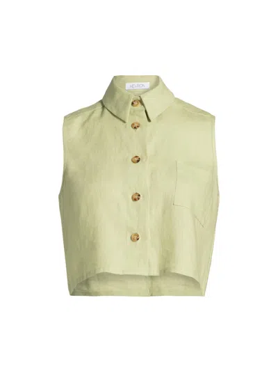 Hevron Women's Katja Sleeveless Cropped Shirt In Green