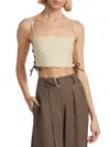 Hevron Women's Luisa Lace-up Linen Crop Top In Sand