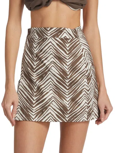 Hevron Women's Maeve Printed Wrap Miniskirt In Brown