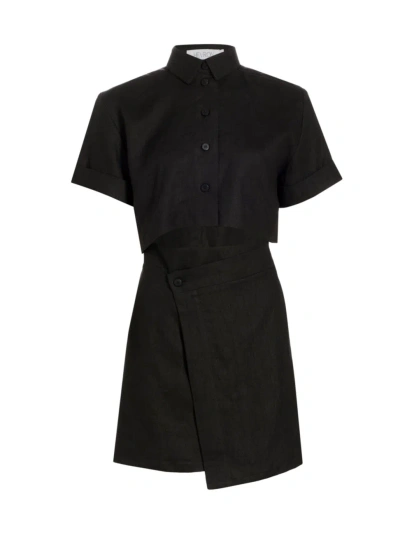 Hevron Women's Melanie Linen Cut-out Minidress In Black