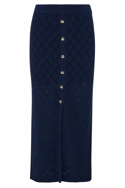 Hevron Mia Skirt In Navy In Blue