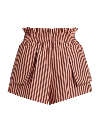 Hevron Women's Mira Stripe Shorts In Oxblood Stripe