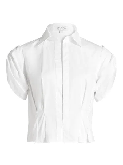 Hevron Women's Opal Cotton Pintuck Top In White