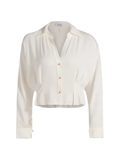 Hevron Women's Regine Silk-blend Cropped Button Shirt In White