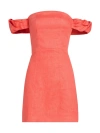 Hevron Women's Sari Off-the-shoulder Linen Minidress In Coral