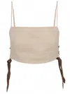 Hevron Women's Luisa Lace-up Linen Crop Top In Neutral
