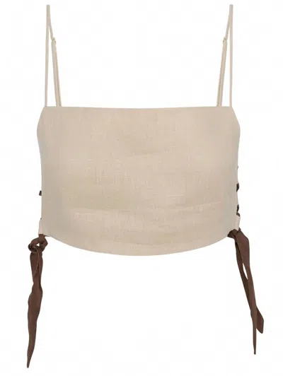HEVRON WOMEN'S SKIM CROP TOP IN BEIGE