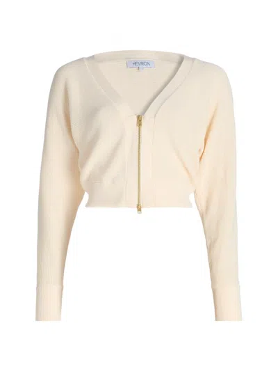 Hevron Women's V-neck Zip-front Knit Top In Pink