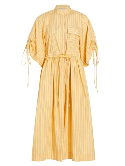 Hevron Women's Yana Stripe Linen Midi-dress In Yellow Stripe