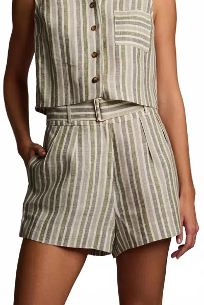Hevron Zinna Short In Sage Stripe In Multi