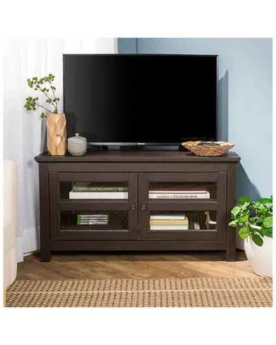 Hewson 44in Transitional Modern Farmhouse Wood Corner Tv Stand