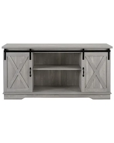Hewson 58in Farmhose Sliding Door Wood Tv Stand Storage Console