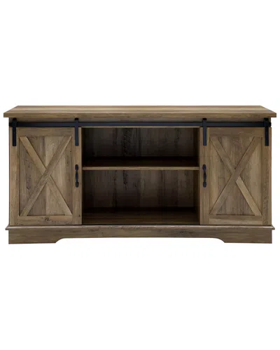 Hewson 58in Farmhose Sliding Door Wood Tv Stand Storage Console