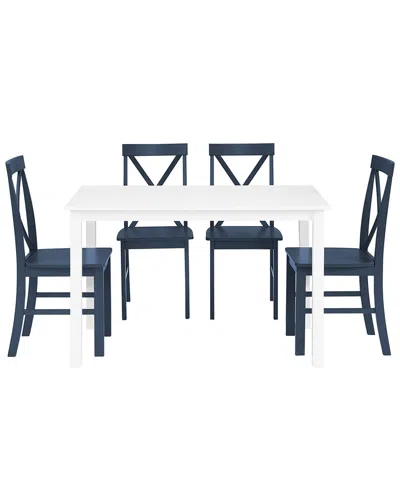Hewson 5pc Solid Wood Farmhouse Dining Set In White