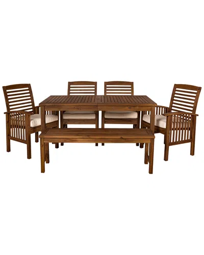 Hewson Acacia Wood Simple Patio 6pc Dining Set In Brown