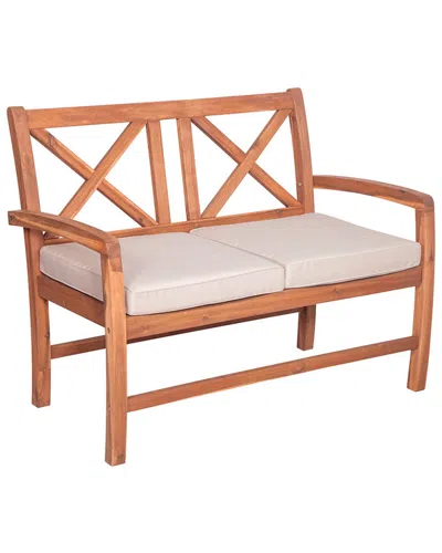 Hewson Acacia Wood X-back Outdoor Love Seat In Neutral