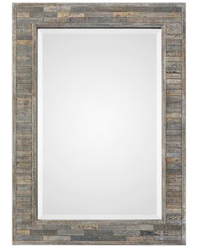 Hewson Aged Wood Frame Mirror In Brown