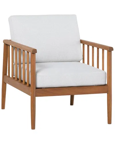 Hewson Contemporary Cushioned Eucalyptus Patio Accent Chair In Brown