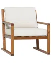 Hewson Contemporary Slat-back Patio Accent Chair In Brown