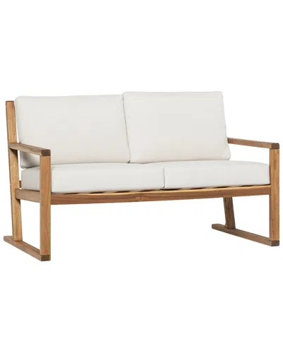 Hewson Contemporary Slat-back Patio Loveseat In Beige