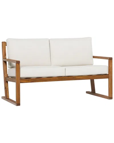 Hewson Contemporary Slat-back Patio Loveseat In Brown