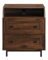 Hewson Curved Open Top 2 Drawer End Table With Usb In Brown