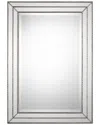 Hewson Metallic Silver Finish Mirror With Grooved Texture And Inlays In Silver