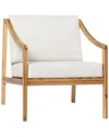 Hewson Modern Curved Arm Upholstered Outdoor Accent Chair In Beige
