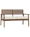 Hewson Modern Slat-back Acacia Patio Loveseat In Brown