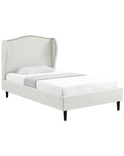 Hewson Ellena Platform Bed Upholstered Cream White