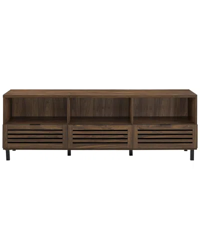 Hewson 70in Modern Wood Slat Door Tv Stand Storage Console