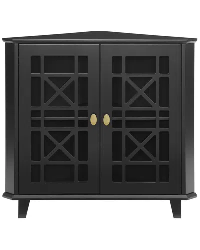 Hewson Fretwork Black Corner Accent Cabinet