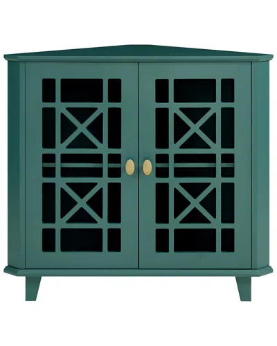 Hewson Fretwork Teal Corner Accent Cabinet