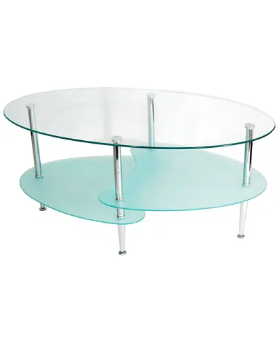 Hewson Glass Oval Living Room Metal Coffee Table