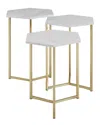 Hewson Set Of 3 Glam Nesting Side End Tables